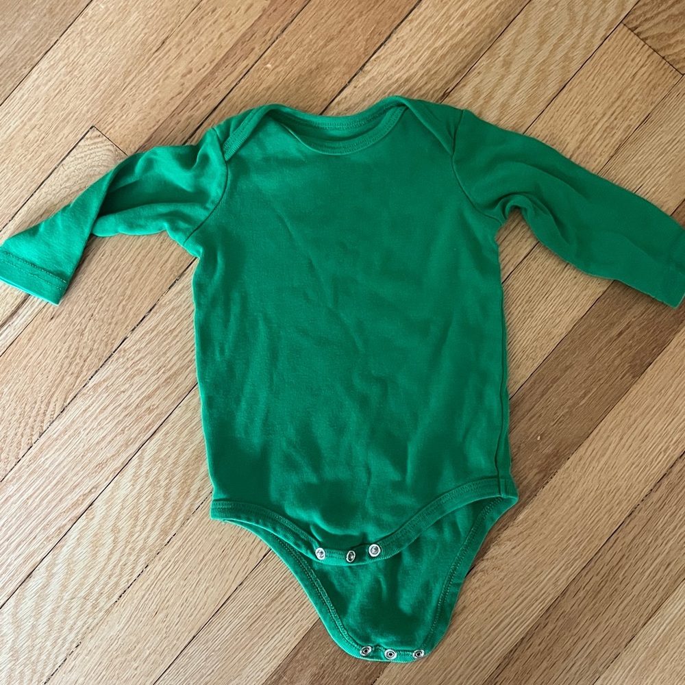 Primary Green Long-Sleeve Baby Onesie